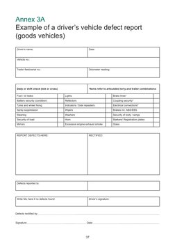 HGV Driver Vehicle Defect Report Template | PDF