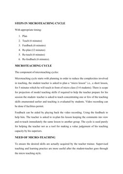 Microteaching Example Hand Out Micro Teaching: Objectives and Steps | PDF | Teachers | Lesson Plan