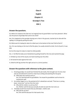 Class V 
English 
Chapter: 8 
Grandpa’s Tree 
PDF 2 
 
Answer the questions. 
Q.1 When Eric looked at the Oak tree, he imagin