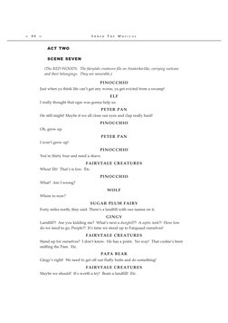 ACT TWO
SCENE SEVEN
(The RED WOODS.  The fairytale creatures file on Anatevka-like, carrying suitcase
and their belongings.