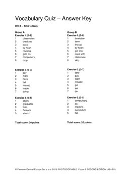 Focus 2 Vocabulary Unit5 Group A and B ANSWERS | PDF