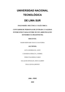 UNIVERSIDAD NACIONAL
TECNOLÓGICA
DE LIMA SUR
INGENIERÍA MECÁNICA Y ELÉCTRICA 
CONTADOR DE PERSONAS DE ENTRADA Y SALIDAS
INTER
