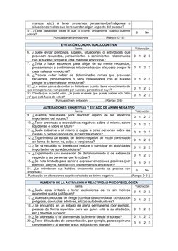 mareos,  etc.)  al  tener  presentes  pensamientos/imágenes  o
situaciones reales que le recuerdan algún aspecto del suceso?