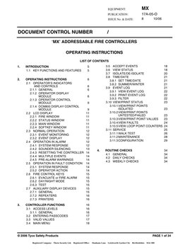 DOCUMENT CONTROL NUMBER           /
© 2006 Tyco Safety Products
PAGE 1 of 34
MX
17A-05-O
8
10/06
Registered Company:  Thorn S