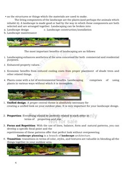 4  
  
• as the structures or things which the materials are used to make.  
The living components of the landscape are the