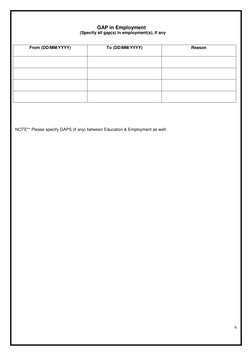 6 
 
 
 
 
 
 
                                                          GAP in Employment