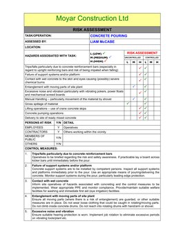 Concrete Pouring Risk Assessment Guide | PDF | Personal Protective ...