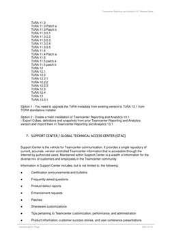 Teamcenter Reporting and Analytics 13.1 Release Notes 
 
Unrestricted 8 | Page 
 
2021-01-21 
 
TcRA 11.3 
TcRA 11.3 Patch a