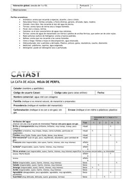 Valoración global: (escala de 1 a 10)
Puntuació
n
8
Observaciones:
Perfiles aromáticos:

Aromático: aroma que recuerda a esp