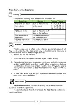 3 
Analysis 
Abstraction 
Procedure/Learning Experience  
 
 
 
Complete the following table. The first one is done for you