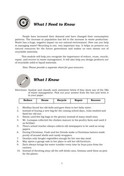 Science: Quarter 1 - Module 3 Practicing The 5Rs | PDF | Waste ...