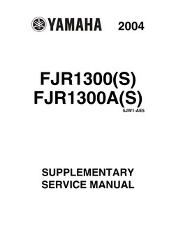FJR1300 (S) FJR1300A (S) : Supplementary Service Manual | PDF