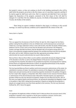 the testatrix's sisters, or does not continue to dwell in the building mentioned in the will he
shall forfeit the property gi