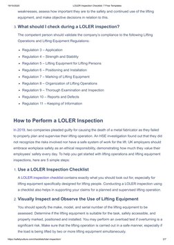 Loler Register Example LOLER Inspection Checklist Templates | PDF | Safety | Science