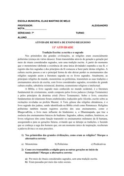 ESCOLA MUNICIPAL ELIAS MARTINS DE MELO
PROFESSOR:
 
ALEXSANDRO
NOTA:_________________
SÉRIE/ANO: 7º