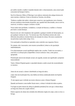 por ambos marido e mulher é mantido durante todo o relacionamento, uma conservação 
consciente da Energia Criativa.
Seu livro
