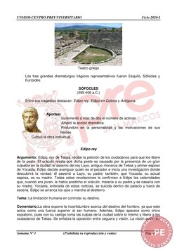 UNMSM-CENTRO PREUNIVERSITARIO 
Ciclo 2020-I 
 
Semana Nº 1 
(Prohibida su reproducción y venta) 
Pág. 4 
 
Teatro griego 
 
L