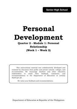 Personal Development: Quarter 2 - Module 1 | PDF | Friendship | Adolescence