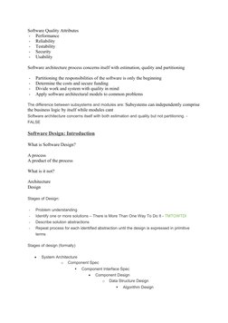 Software Quality Attributes
-
Performance
-
Reliability
-
Testability
-
Security
-
Usability
Software architecture process co