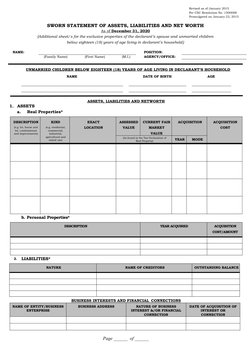SALN Form Guidelines and Specifications | PDF | Net Worth | Business