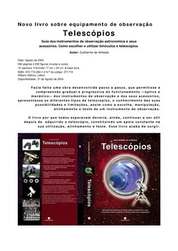Novo livro sobre equipamento de observação 
Telescópios 
Guia dos instrumentos de observação astronómica e seus 
acessóri