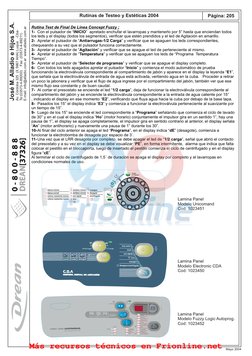 Página: 205
Rutina Test de Final De Linea Concept Fuzzy ;
1-
INICIO
2-
Antiarrugas-1/2 Carga
3-
Agitación
4-
Temperatura
5-
S
