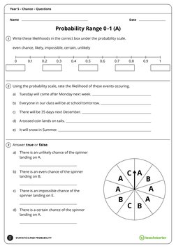 Year 5 Probability Worksheet | PDF | Probability | Probability And ...