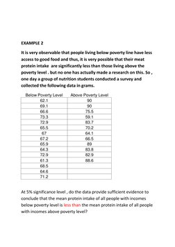 EXAMPLE 2 
It is very observable that people living below poverty line have less 
access to good food and thus, it is ver