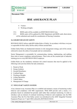 HSE Assurance Plan Overview | PDF | Occupational Safety And Health ...