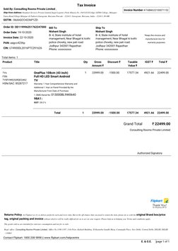 OnePlus 43-Inch TV Invoice Details | PDF | Taxes | Economies