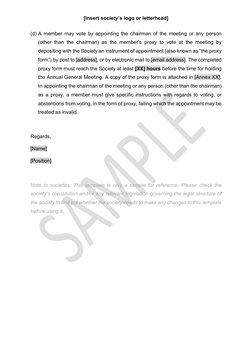 AGM Notice Template for Societies | PDF | Proxy Voting | Justice