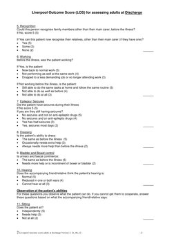 Liverpool Outcome Score (LOS) for assessing adults at Discharge 
2 Liverpool outcome score adults at discharge Version 2. 21_