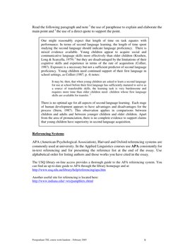 Postgraduate TSL course work handout – February 2005 
9 
 
Read the following paragraph and note 1 the use of paraphrase to e