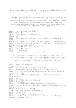 In another side anna feel guilty so she’s finally looking for
elsa. On the way, she went to the shop for buying a winter
suit