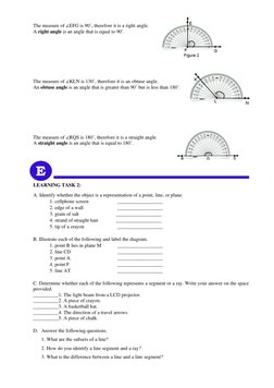 The measure of ∠EFG is 90˚, therefore it is a right angle.  
A right angle is an angle that is equal to 90˚. 
 
 
 
 
The m