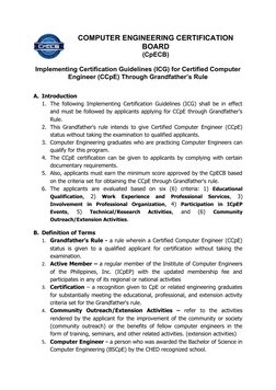 Computer Expert Gpeg Format CCpE Certification Guidelines Overview | PDF | Engineer | Identity Document