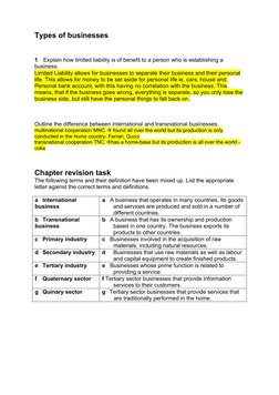 Types of businesses
1
Explain how limited liability is of benefit to a person who is establishing a 
business.
Limited Liab