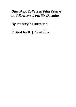 MANUSCRIPT Outtakes Kauffmann Film Collection Cardullo | PDF | Cinema