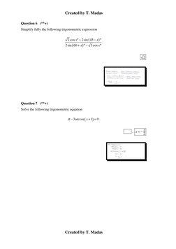 Created by T. Madas 
 
Created by T. Madas 
 
Question 6   (**+) 
Simplify fully the following trigonometric expression 
(
)