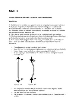 UNIT 2  
 
1.EQUILIBRIUM UNDER SIMPLE TENSION AND COMPRESSION
  
Equilibrium
1. Equilibrium is the condition of a system in w
