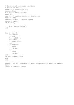 matlab-python bisection methods guide | pdf Images... MATLAB Bisection Method Example | PDF | Teaching Methods & Materials