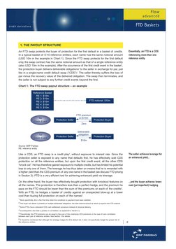 Volume One
credit derivatives
Flow
v a n i l l a
Essentially, an FTD is a CDS
referencing more than one
reference entity 
The