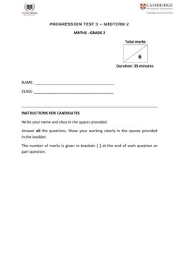 Grade 2 Maths Midterm Test 3 | PDF | Teaching Mathematics | Science