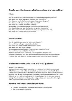 Circular questioning examples for coaching and counselling:
Private:
How do you think your mother feels when you’re always fi
