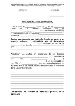 Siendo las siendo las -------------, del día, se dio por concluido la presente diligencia firmando en
señal de conformidad po