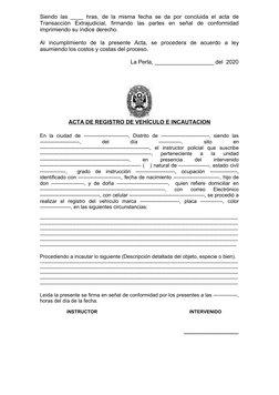 Siendo las ____ hras, de la misma fecha se da por concluida el acta de
Transacción  Extrajudicial,  firmando  las  partes  en