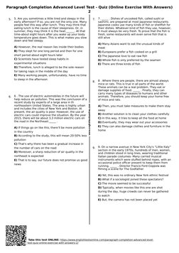 Advanced Paragraph Completion Test | PDF | Homer | Romance (Love)