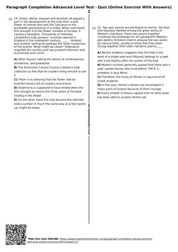 Advanced Paragraph Completion Test | PDF | Homer | Romance (Love)