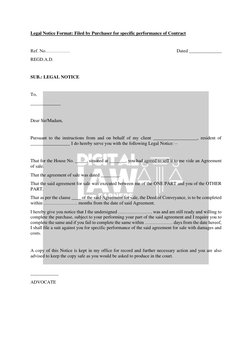 Specific Performance Notice Format Legal Notice Formats and Examples | PDF | Cheque | Lease