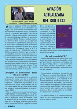 AVIACIÓN
ACTUALIZADA
DEL SIGLO XXI
Por el CC (RNFS) Carlos Rustán
Comandante E190 Aerolíneas Argentinas
A 
partir de la décad
